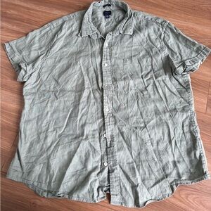 J Crew Men’s Linen Cotton Slim Fit Button‎ Shirt XXL Green Short Sleeve Casual
